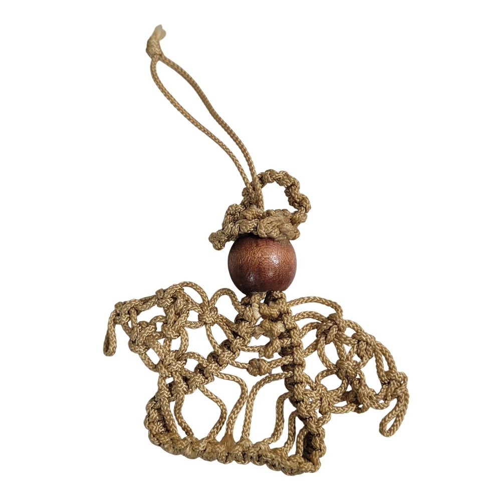 Unbranded Macrame Angel Ornament Tan Brown Excellent Handmade Boho Decor